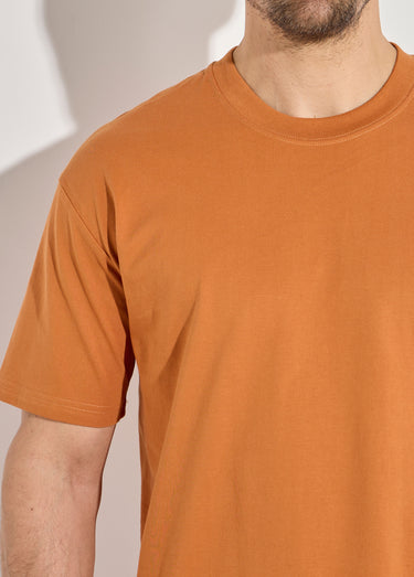 T-shirt pur coton avec col rond, Essentiel Orange