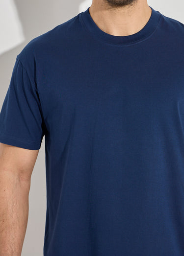 T-shirt pur coton avec col rond, Essentiel Marine