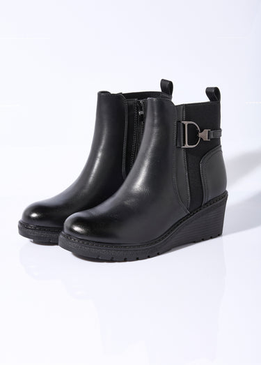 Boots bi matière avec semelle compensée Noir