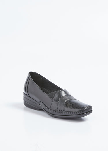 Mocassins compensés élastiqués en cuir Noir
