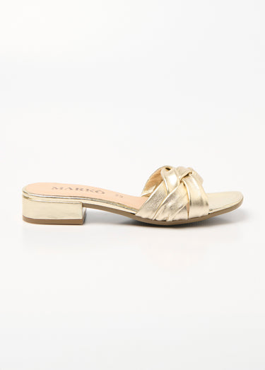 Mules cuir brides entrelacées fantaisie Dore