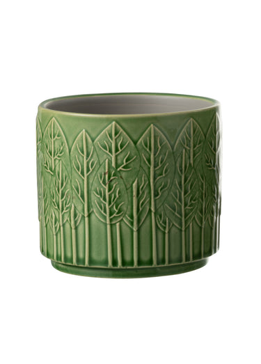 Cache-pot céramique motif arbres Vert