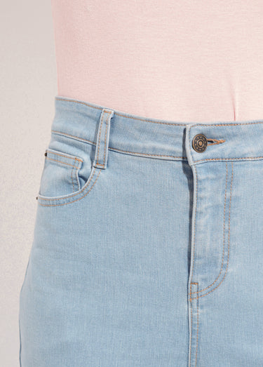 Jean droit taille haute 7/8 stretch Bleached