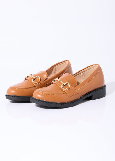 Mocassins avec patte métal Camel