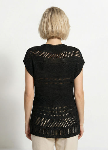 Pull manches courtes grosse maille Noir