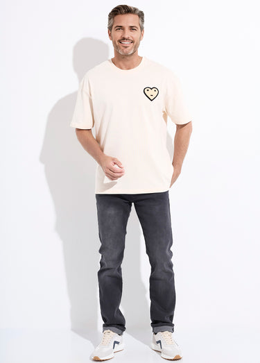 T-shirt épais détail coeur bouclette Beige