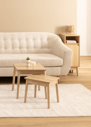 Tables gigognes rectangle, décor bois Beige