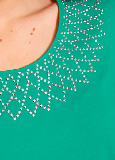 T-shirt jersey coton fantaisie cloutée Vert