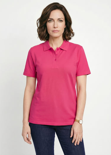T-shirt maille piquée coton col polo Fuchsia