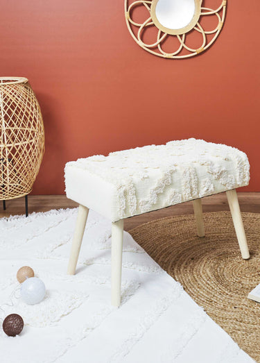 Banc en tissu frangé style ethnique Beige
