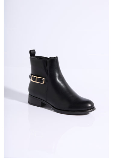 Bottines plates chic avec bride métal Noir