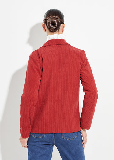 Veste velours grosses cotes, col tailleur Brique
