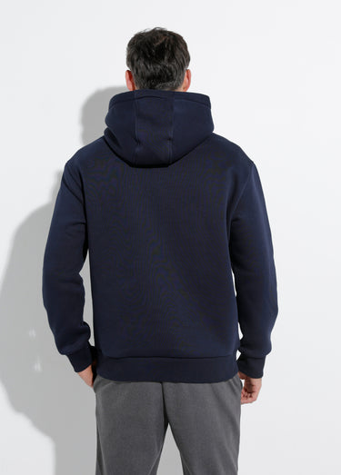 Sweat molleton à capuche poche kangourou Marine