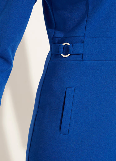 Robe droite manches 3/4 maille souple Bleu