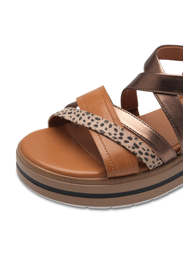 Sandales multibrides, semelle compensée Marron