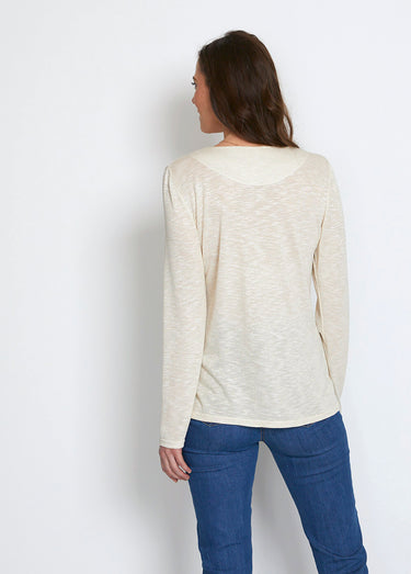 Gilet court boutonné maille irisée Beige Nacre