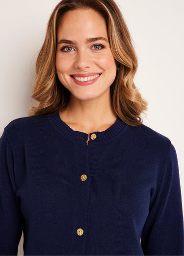 Gilet cardigan court boutonné Marine
