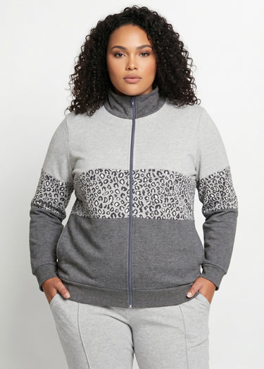 Veste détente zippée molleton col montant Gris