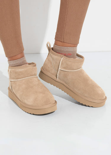 Low boots fourrées semelle compensée Taupe