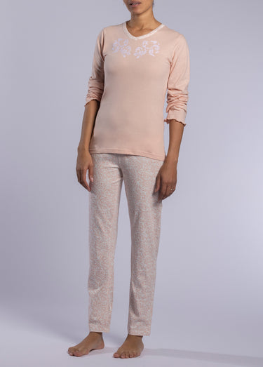 Pyjama manches longues à motif Rose imprimé