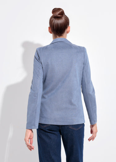 Veste col tailleur 1 bouton twill souple Bleu