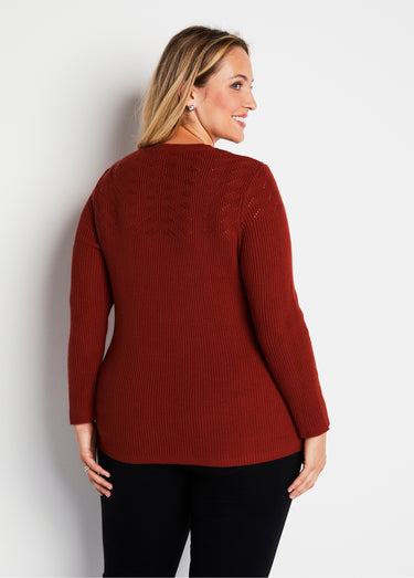 Pull ajouré maille côtelée col rond Epice