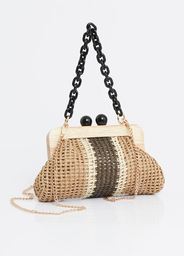 Sac à main tressé, forme porte monnaie Chocolat