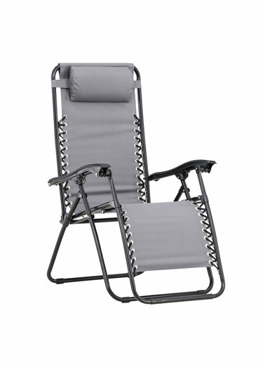 Chaise longue réglable acier + têtière Gris