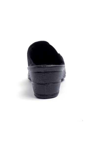 Chaussons mules toile, largeur confort Uni Noir
