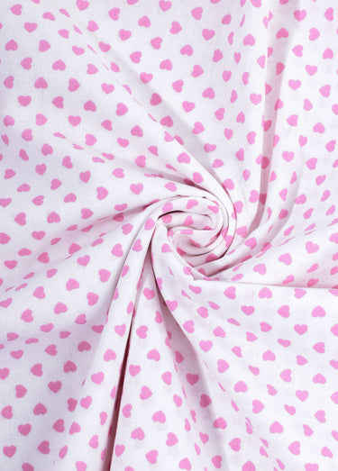 Coupon tissu motif cœurs R 3x1,5m Imprime Coeur Rose