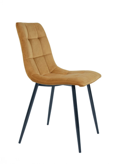 Chaise velours avec assise matelassée 1J Jaune Moutarde