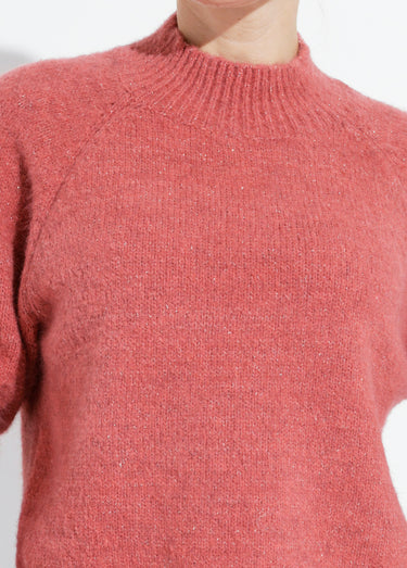 Pull col montant en maille brillante Terracota