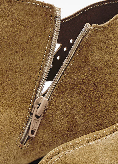 Boots largeur confort zippées cuir velours Beige