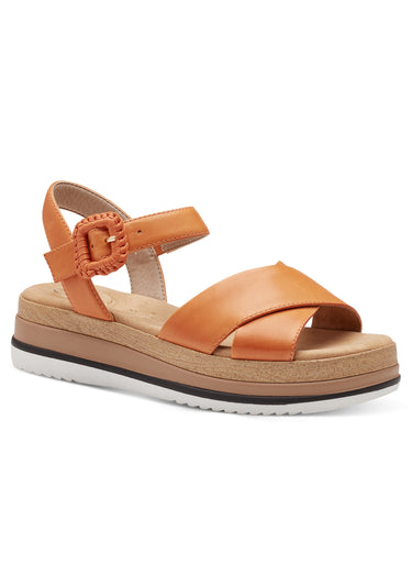 Sandales en cuir avec brides croisées Orange