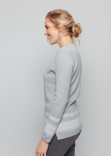 Pull-tunique doux mi-long jacquard col rond Gris