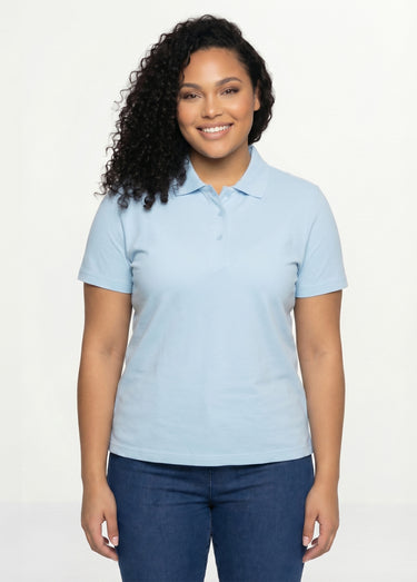 T-shirt maille piquée coton col polo Bleu