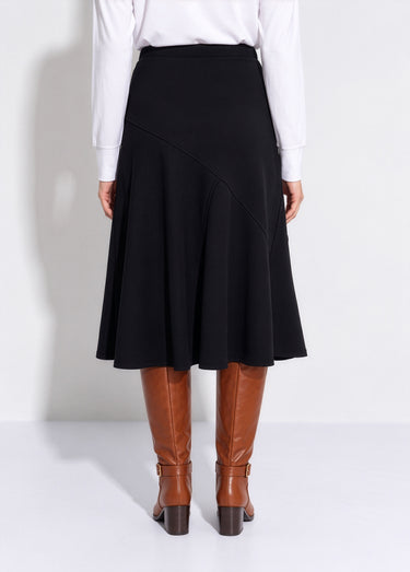 Jupe longue évasée tissu extensible Noir