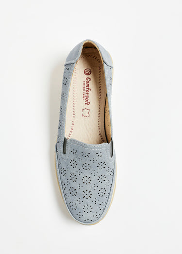 Mocassin ajouré confort élastiques côtés Bleu