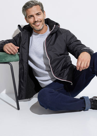 Parka courte chaude fourrée déperlante Noir
