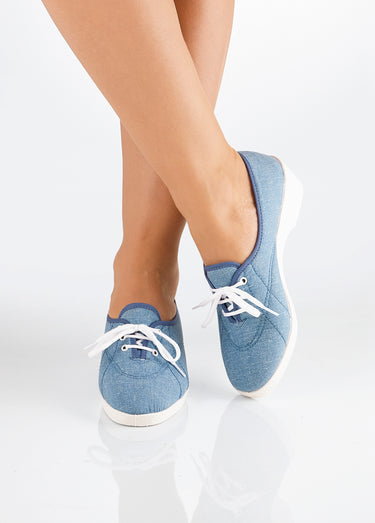 Derbies lacées toile compensées Chambray