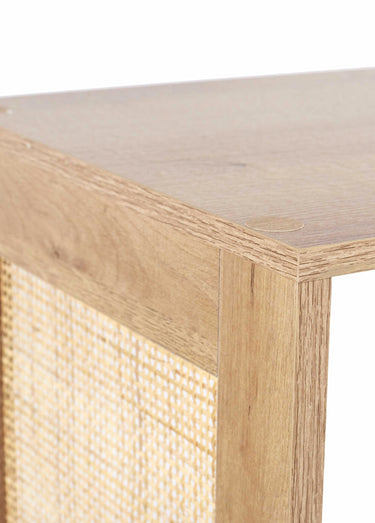 Meuble rangement 4 cases bois et cannage Marron