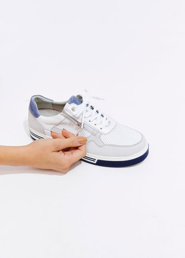 Baskets largeur confort lacées et zippées Blanc