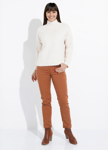 Pull col montant en maille duveteuse Beige