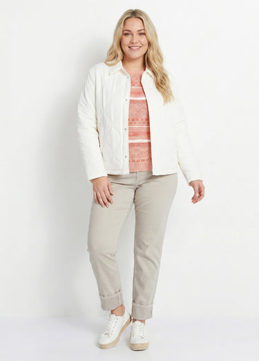 Veste courte matelassée pressionnée Ecru