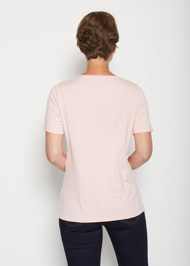 T-shirt manches courtes clouté fantaisie Rose