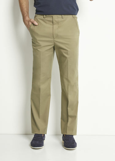 Pantalon droit ceinture élastiquée confort Kaki