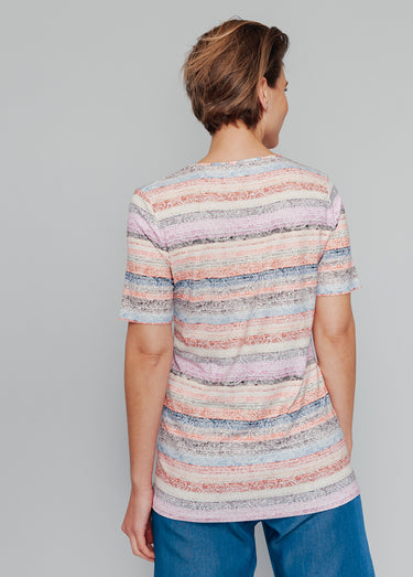 T-shirt imprimé rayures effet dentelle Raye Melon