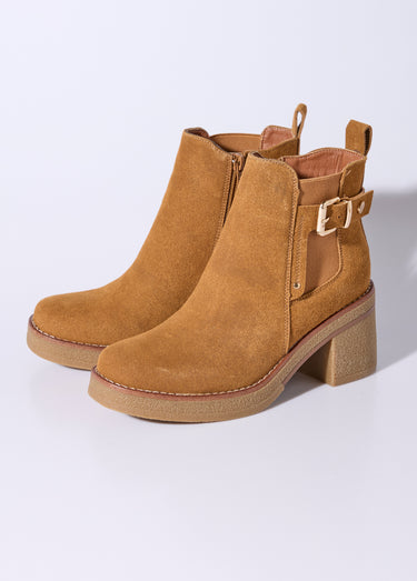 Boots à talons hauts et semelle crêpe Camel
