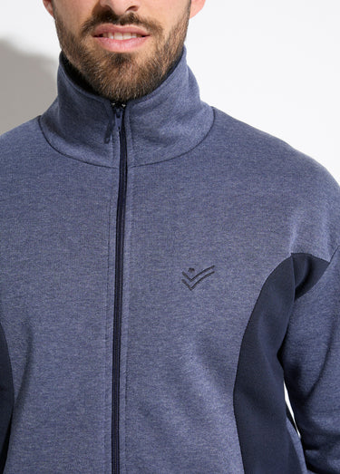 Veste de détente zippée molleton coton bicolore Bleu Grise/Marine