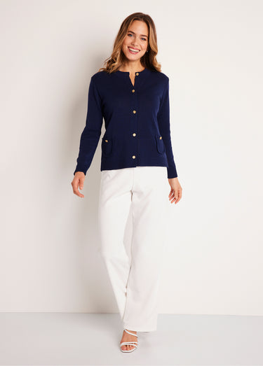 Gilet cardigan court boutonné Marine